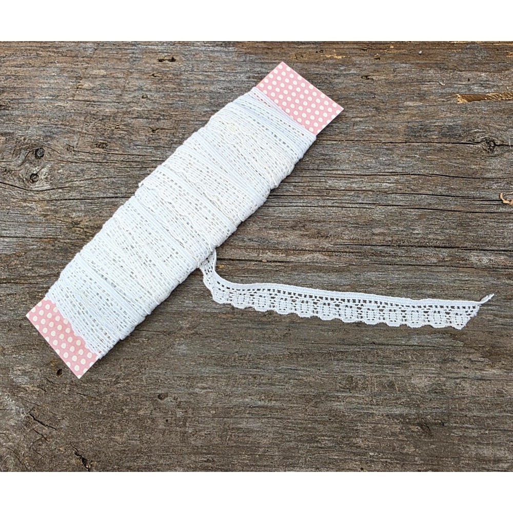 Vintage White Stretch Lace Trim 5 Yards Journals Sewing Gifts 1/2 Inch NOS